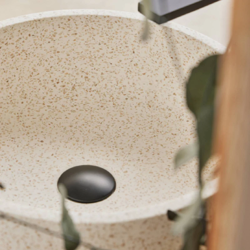 Florencia White Terrazzo Stone Wash Basin 39 x 39 x 14 cm