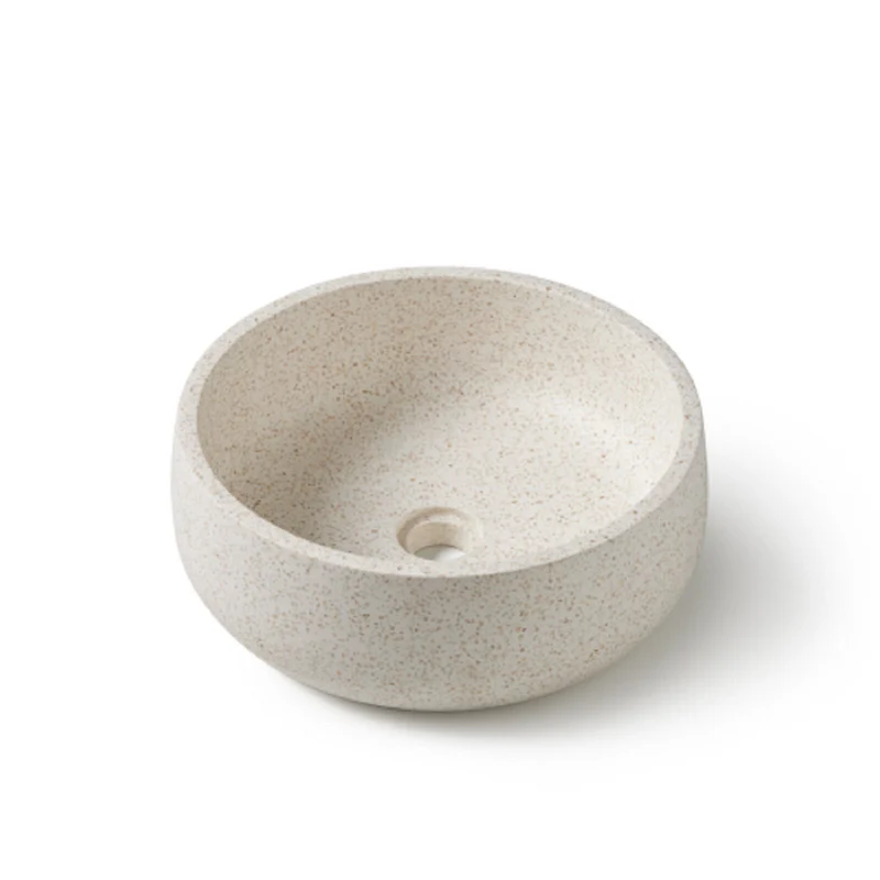 Florencia White Terrazzo Stone Wash Basin 39 x 39 x 14 cm