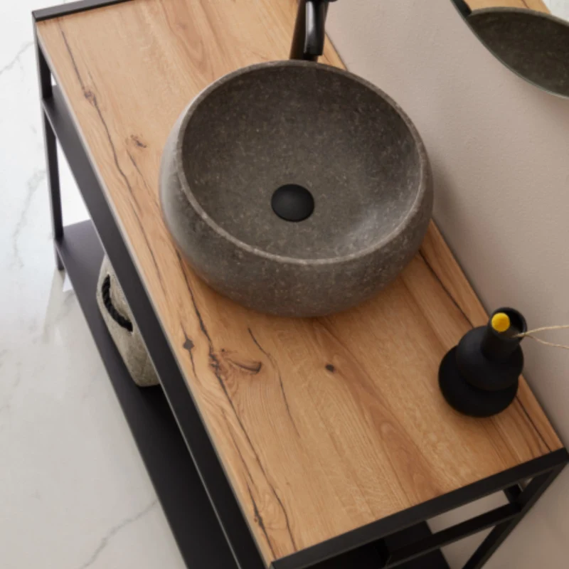 Lisboa 84cm Metal cabinet combined with Melamine Top - 2 Shelves