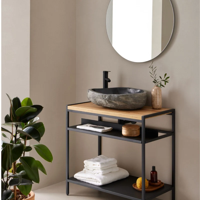 Lisboa 84cm Metal cabinet combined with Melamine Top - 2 Shelves