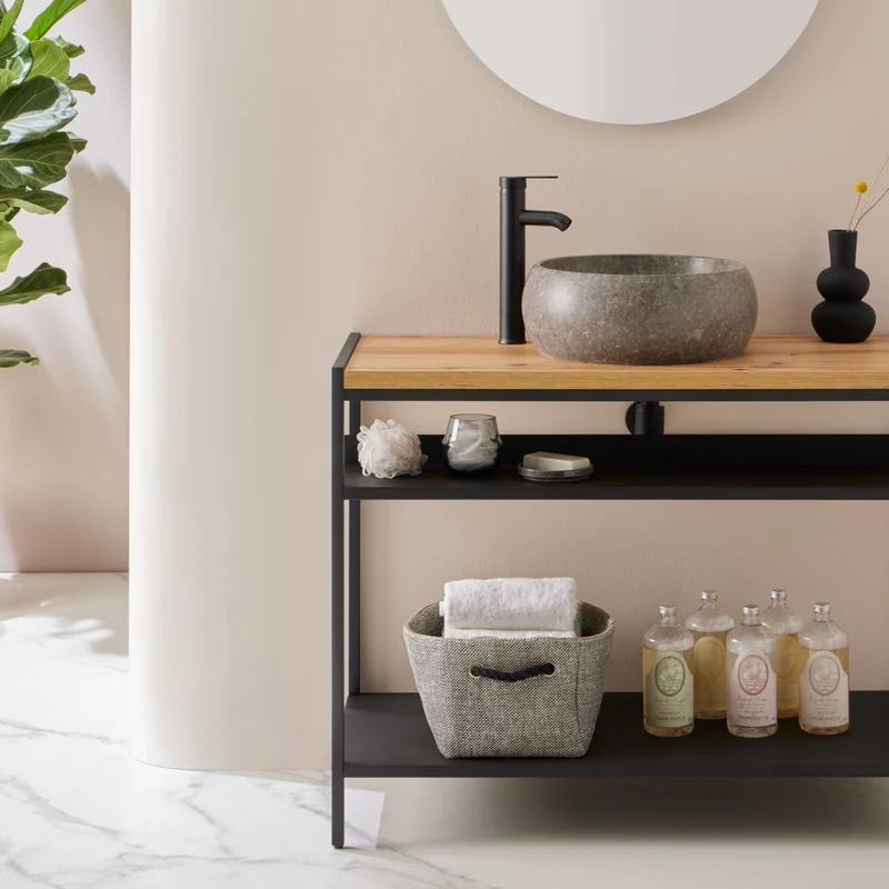 Lisboa 84cm Metal cabinet combined with Melamine Top - 2 Shelves