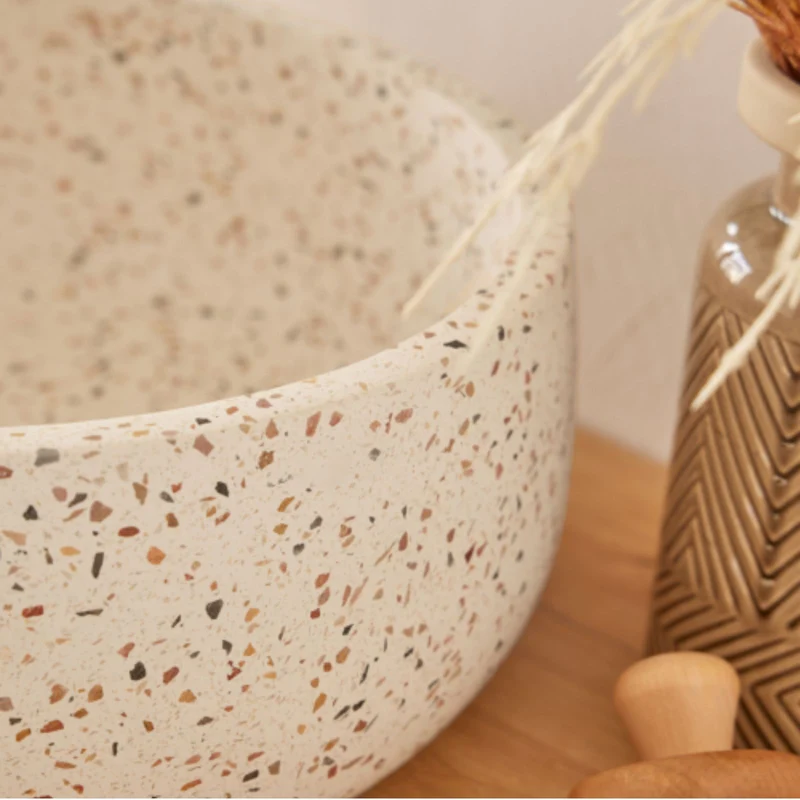 Florencia White Mix Terrazzo Stone Wash Basin 39 x 39 x 14 cm