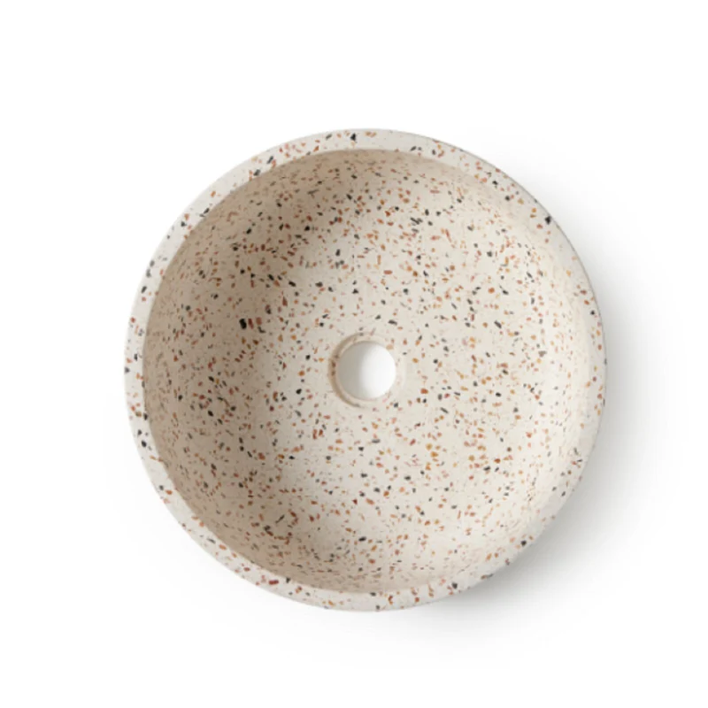 Florencia White Mix Terrazzo Stone Wash Basin 39 x 39 x 14 cm