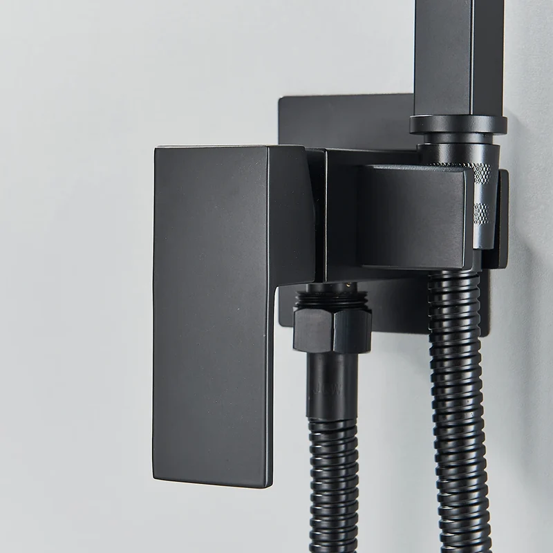 Douchette WC hygiénique murale noire avec mitigeur et support intégré