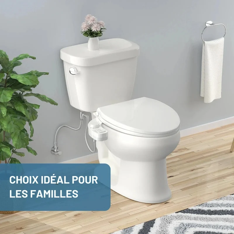 Kit de bidet WC japonais à jet réglable avec double buse et installation universelle