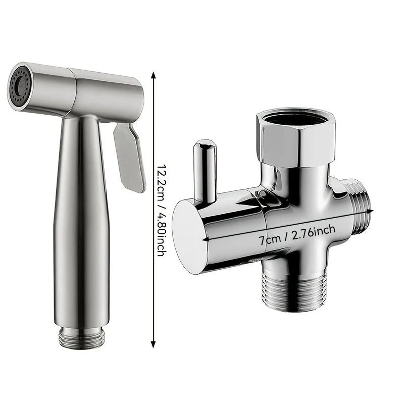 Douchette WC en acier inoxydable avec robinet mural et kit de fixation complet