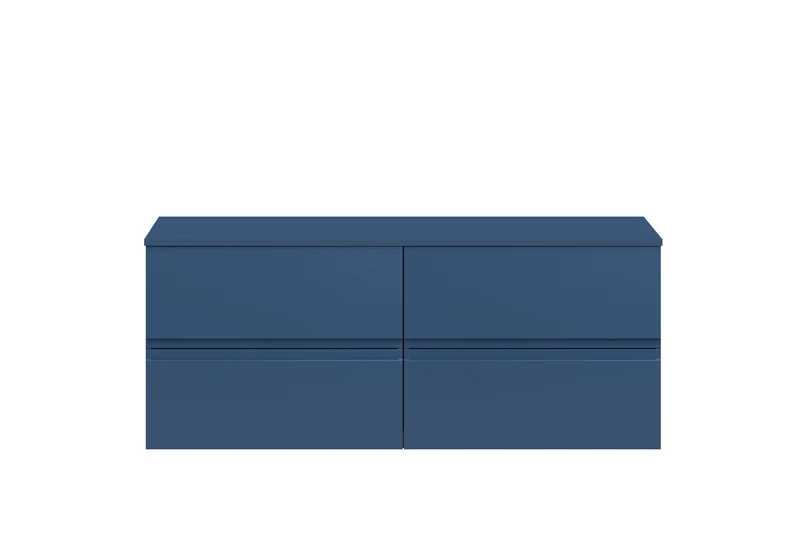 Urban 1200mm Wall Hung 4 Drawer Vanity Unit & Worktop - Blue Satin