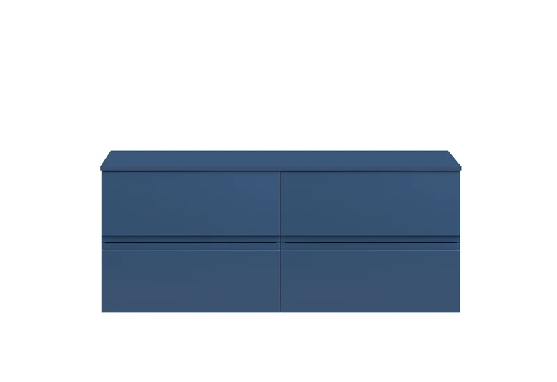 Urban 1200mm Wall Hung 4 Drawer Vanity Unit & Worktop - Blue Satin