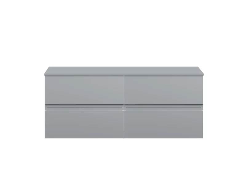 Urban 1200mm Wall Hung 4 Drawer Vanity Unit & Worktop - Grey Satin