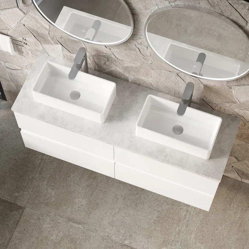 Urban 1200mm Wall Hung 4 Drawer Vanity Unit & Bellato Grey Laminate Worktop - White Satin