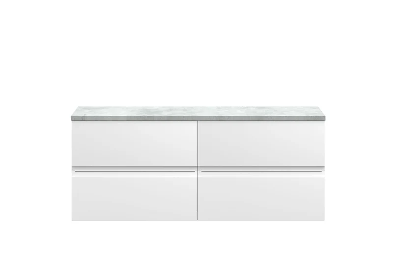 Urban 1200mm Wall Hung 4 Drawer Vanity Unit & Bellato Grey Laminate Worktop - White Satin