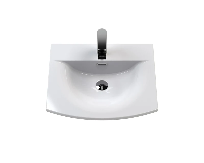 Urban 500mm Floor Standing 2 Door Vanity Unit & Curved Ceramic Basin - Blue Satin