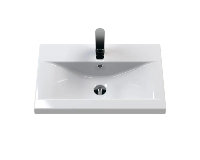 Urban 600mm Floor Standing 2 Door Vanity Unit & Mid Edge Ceramic Basin - Soft Black Satin