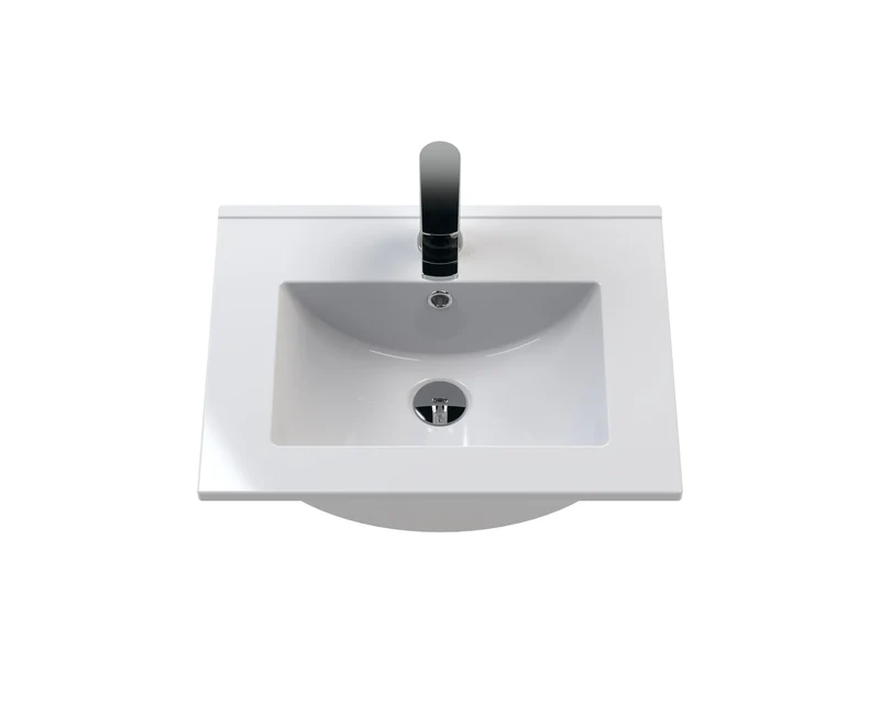 Urban 500mm Floor Standing 2 Door Vanity Unit & Minimalist Ceramic Basin - Soft Black Satin