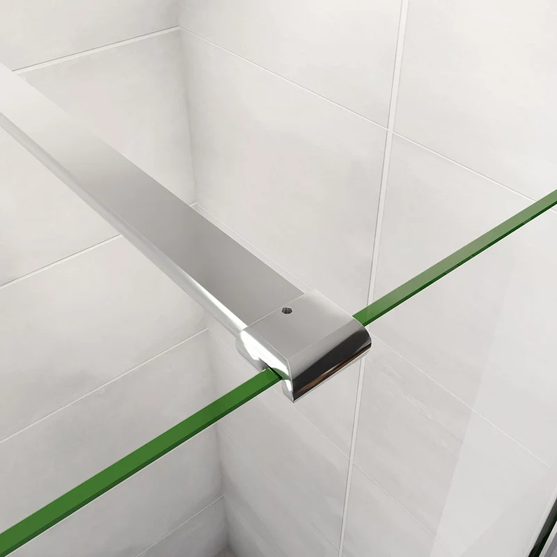AICA paroi de douche à l'italienne 60-140x190cm en 6mm verre avec bandes horizontales sérigraphiées, livré avec barre de fixation 90cm