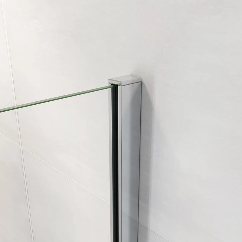 AICA paroi de douche à l'italienne 60-140x190cm en 6mm verre avec bandes horizontales sérigraphiées, livré avec barre de fixation 90cm