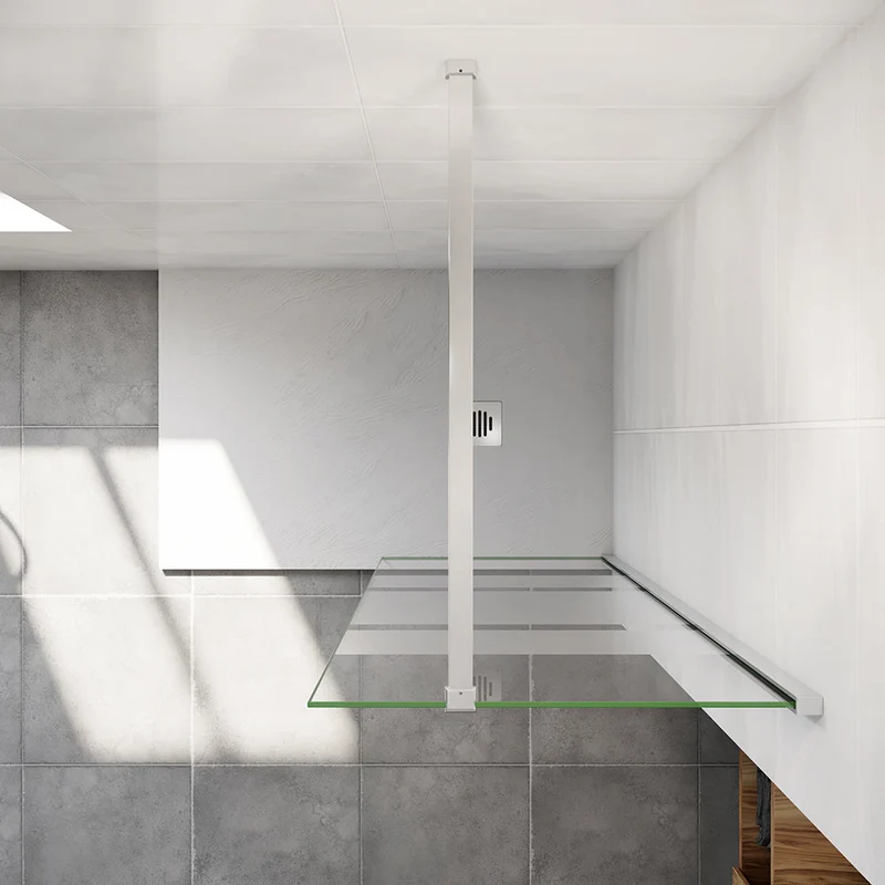AICA paroi de douche à l'italienne 60-140x190cm en 6mm verre avec bandes horizontales sérigraphiées, livré avec barre de fixation 90cm