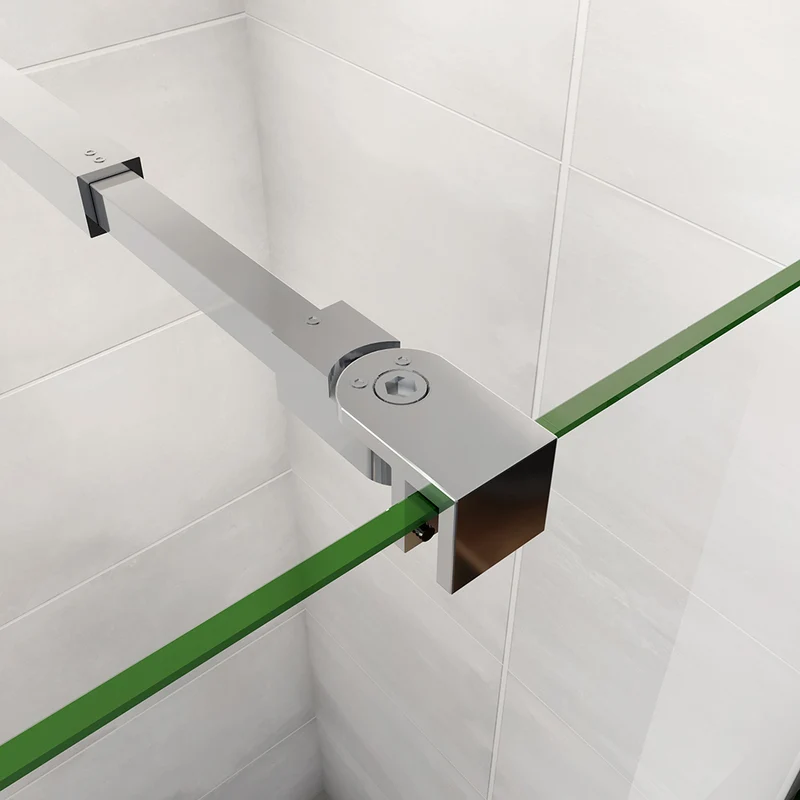 AICA paroi de douche à l'italienne 60-140x190cm en 6mm verre avec bandes horizontales sérigraphiées, livré avec barre de fixation extensible 73-120cm