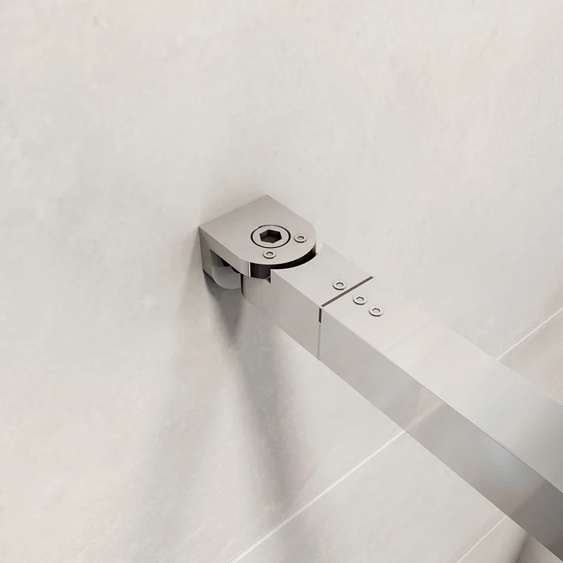 AICA paroi de douche à l'italienne 60-140x190cm en 6mm verre avec bandes horizontales sérigraphiées, livré avec barre de fixation extensible 73-120cm