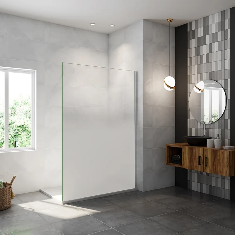 AICA paroi de douche à l'italienne 50-140x200cm Modèle Brume, livré sans barre de fixation Paroi latérale fixe en 8mm verre de sécurité