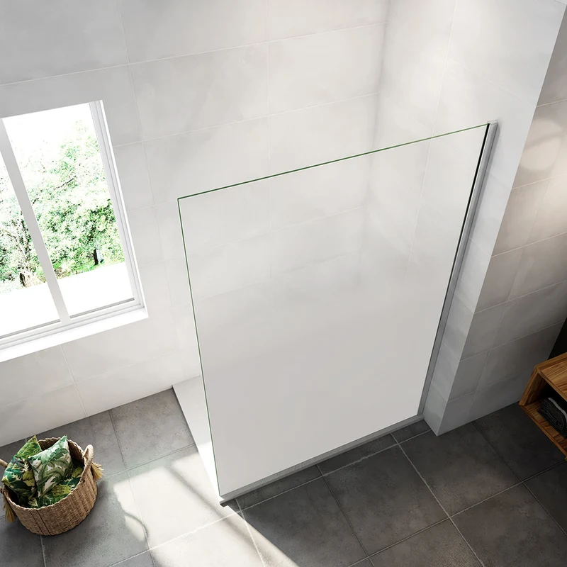 AICA paroi de douche à l'italienne 50-140x200cm Modèle Brume, livré sans barre de fixation Paroi latérale fixe en 8mm verre de sécurité