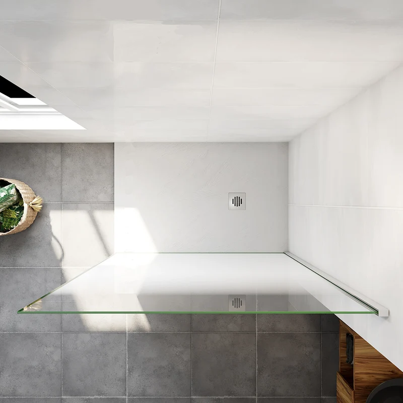 AICA paroi de douche à l'italienne 50-140x200cm Modèle Brume, livré sans barre de fixation Paroi latérale fixe en 8mm verre de sécurité