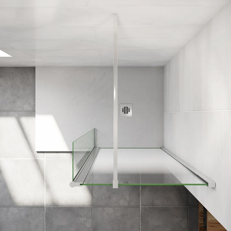 AICA paroi de douche à l'italienne 30-140x200cm Modèle Brume avec retour pivotant, paroi de douche en 8mm verre trempé avec barre de fixation 140cm en carré