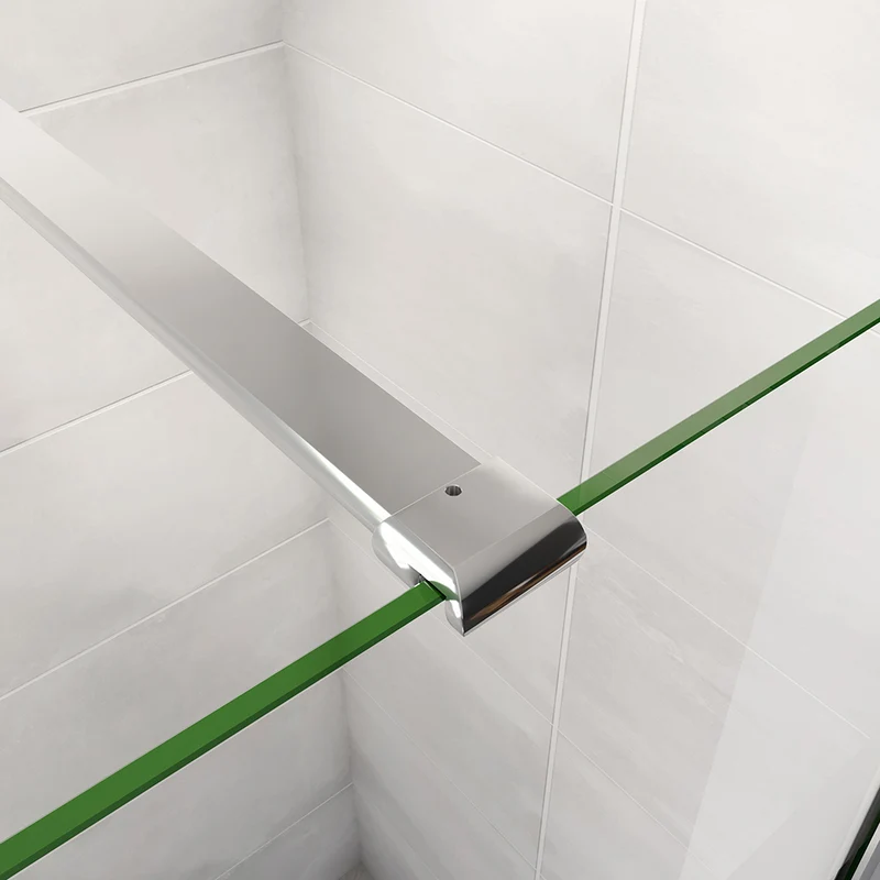AICA paroi de douche à l'italienne 60-140x190cm en 6mm verre avec bandes horizontales sérigraphiées, livré avec barre de fixation 140cm