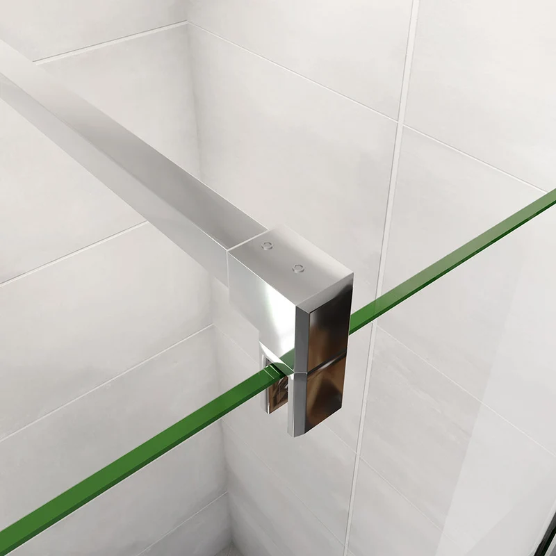 AICA paroi de douche à l'italienne 60-140x190cm en 6mm verre avec bandes horizontales sérigraphiées, livré avec barre de fixation 140cm en carré