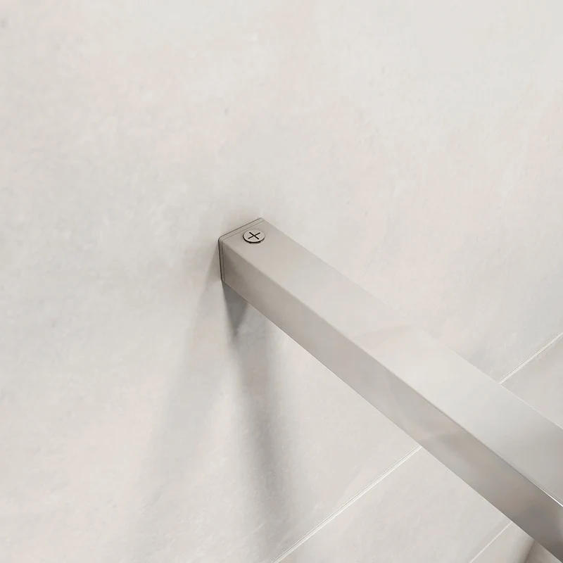 AICA paroi de douche à l'italienne 60-140x190cm en 6mm verre avec bandes horizontales sérigraphiées, livré avec barre de fixation 140cm en carré
