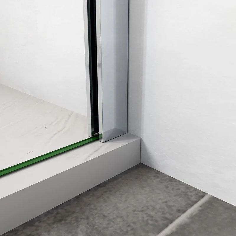 AICA paroi de douche à l'italienne 60-140x190cm en 6mm verre avec bandes horizontales sérigraphiées, livré avec barre de fixation 140cm en carré