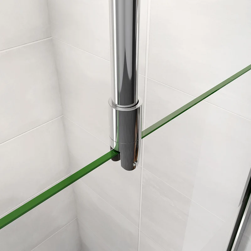 AICA paroi de douche à l'italienne 60-140x190cm en 6mm verre avec bandes horizontales sérigraphiées, livré avec barre de fixation au plafond 90-150cm