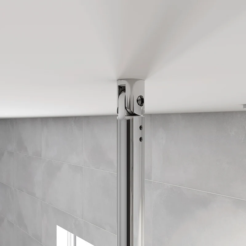 AICA paroi de douche à l'italienne 60-140x190cm en 6mm verre avec bandes horizontales sérigraphiées, livré avec barre de fixation au plafond 90-150cm