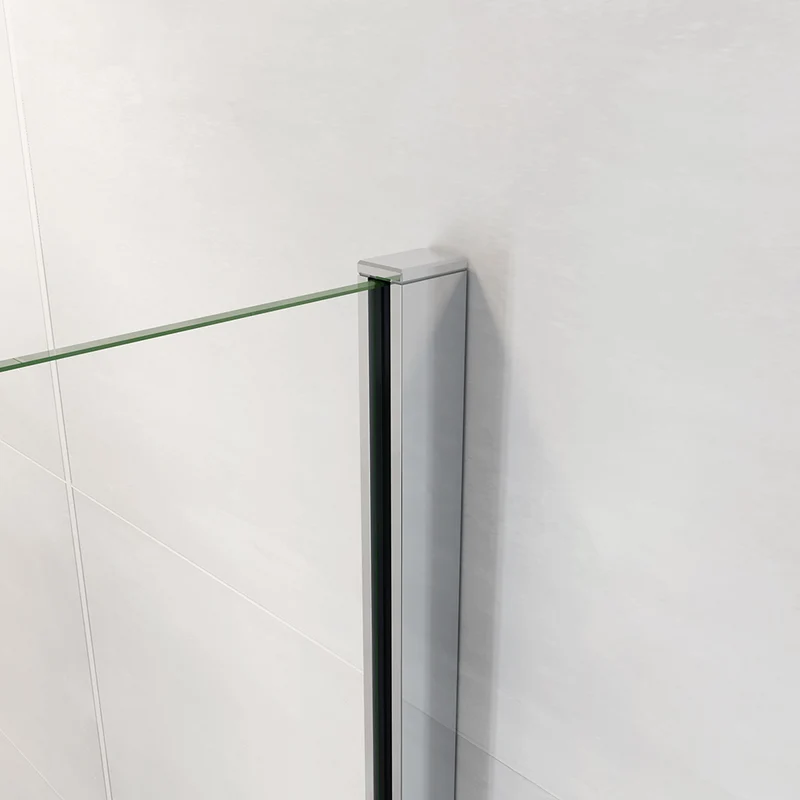 AICA paroi de douche à l'italienne 60-140x190cm en 6mm verre avec bandes horizontales sérigraphiées, livré avec barre de fixation au plafond 90-150cm