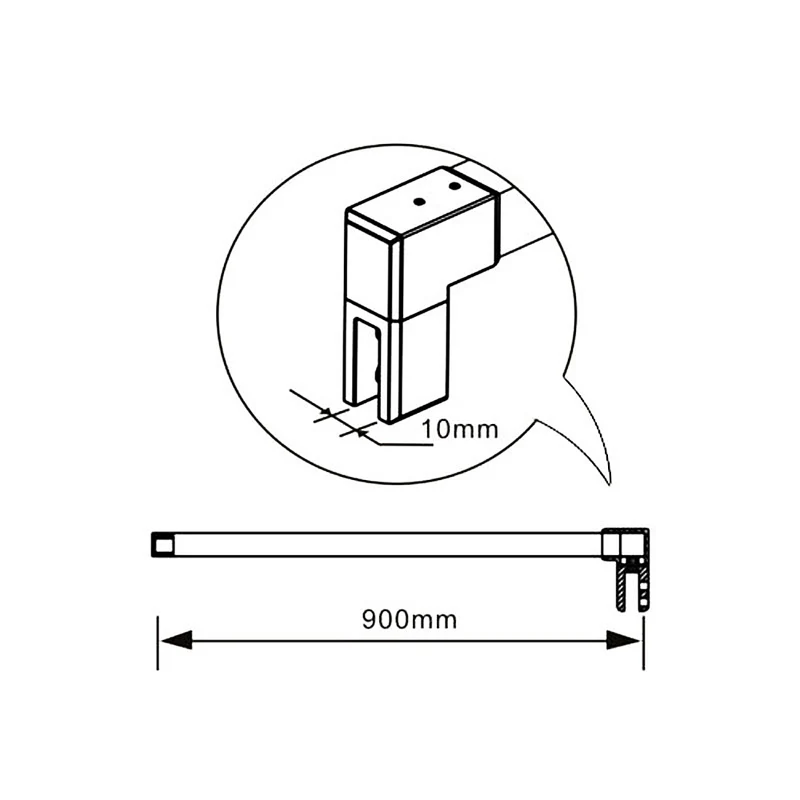AICA paroi de douche à l'italienne 30-140x200cm Modèle Brume avec retour pivotant, paroi de douche en 8mm verre trempé avec barre de fixation 90cm en carré
