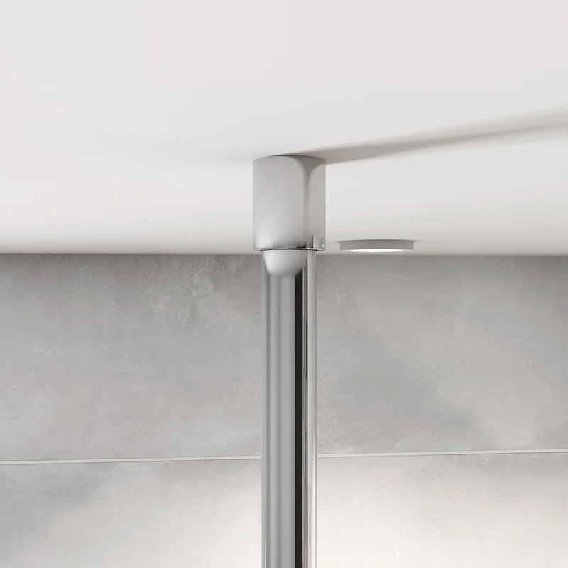 AICA paroi de douche à l'italienne 50-140x200cm Modèle Brume, avec barre de fixation au plafond 203-320cm Paroi latérale fixe en 8mm verre de sécurité