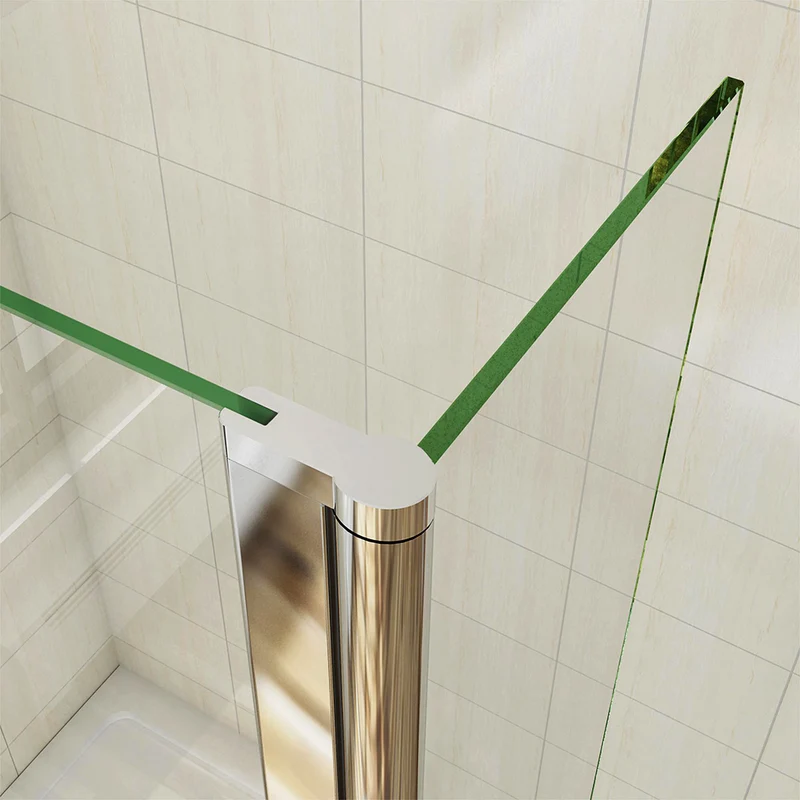 AICA paroi de douche à l'italienne 50-140x200cm Modèle Brume avec retour pivotant, paroi de douche en 8mm verre trempé avec barre de fixation 73-120cm en carré