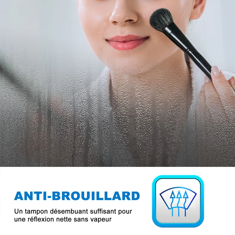 AICA Miroir de Salle de Bain LED avec Bluetooth+Horloge+3 Couleurs+Dimmable+Anti-buée, Miroir Mural Lumineux avec Interrupteur Tactile Étanche IP44 - 50/60/70/80/100/120/140/160cm