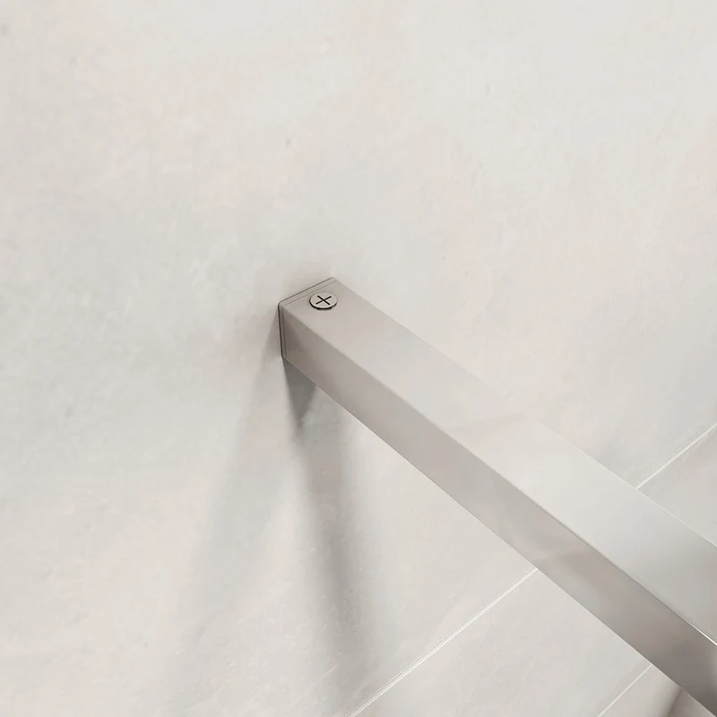 AICA paroi de douche à l'italienne 60-140x190cm en 6mm verre avec bandes horizontales sérigraphiées, livré avec barre de fixation 90cm en carré