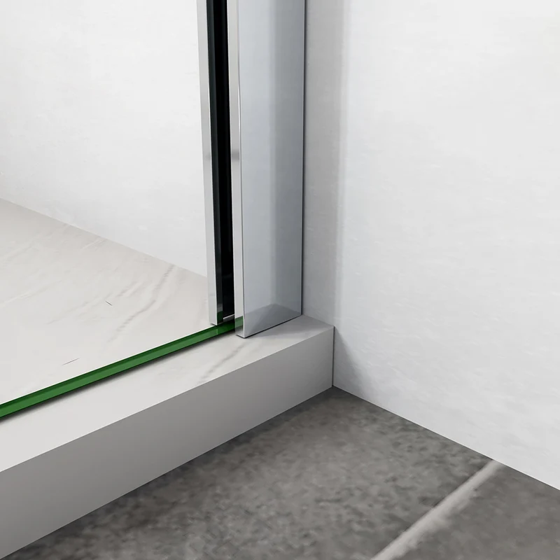 AICA paroi de douche à l'italienne 60-140x190cm en 6mm verre avec bandes horizontales sérigraphiées, livré avec barre de fixation 90cm en carré