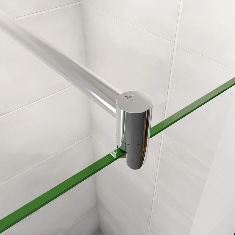 AICA paroi de douche à l'italienne 60-140x190cm en 6mm verre avec bandes horizontales sérigraphiées, livré avec barre de fixation extensible 70-120cm en cylindrique