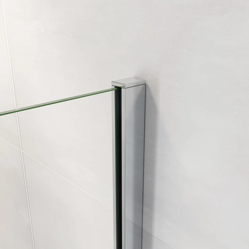 AICA paroi de douche à l'italienne 60-140x190cm en 6mm verre avec bandes horizontales sérigraphiées, livré avec barre de fixation extensible 70-120cm en cylindrique