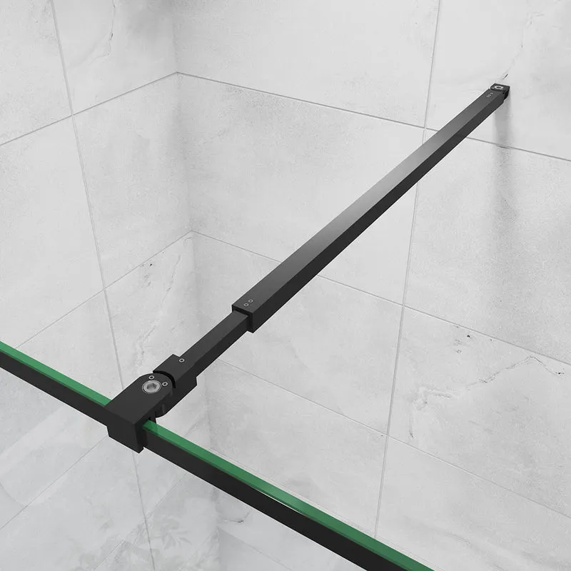 AICA paroi de douche noire 80-140x200cm paroi de douche à l'italienne en 8mm verre anticalcaire avec barre de fixation extensible 73-120cm en carré