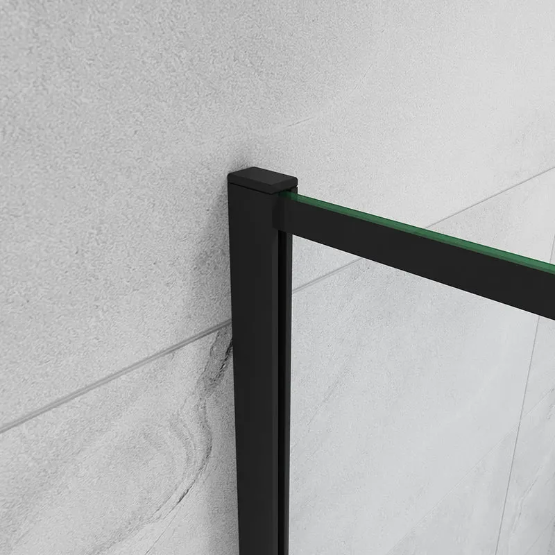 AICA paroi de douche noire 80-140x200cm paroi de douche à l'italienne en 8mm verre anticalcaire avec barre de fixation extensible 73-120cm en carré