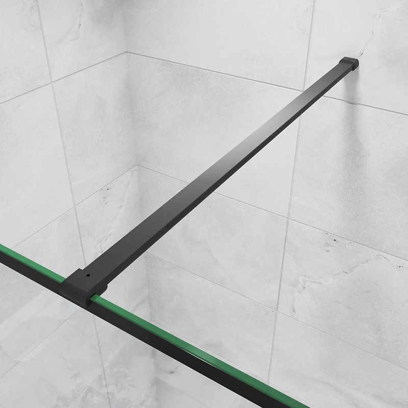 AICA paroi de douche noire 80-140x200cm paroi de douche à l'italienne en 8mm verre anticalcaire avec barre de stabilisation 140cm