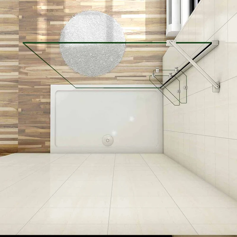 AICA paroi de douche à l'italienne 70-100x190cm en verre 8mm anticalcaire, paroi de douche avec 2 étagères et une barre de fixation 45cm la pince 360°