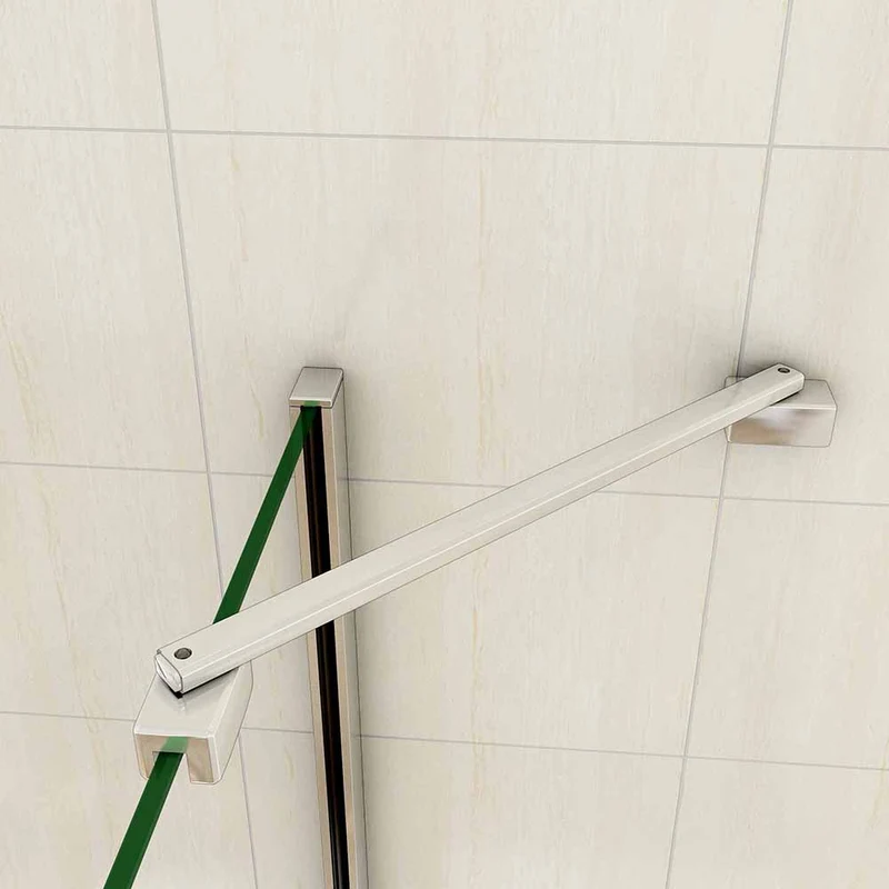 AICA paroi de douche à l'italienne 70-100x190cm en verre 8mm anticalcaire, paroi de douche avec 2 étagères et une barre de fixation 45cm la pince 360°