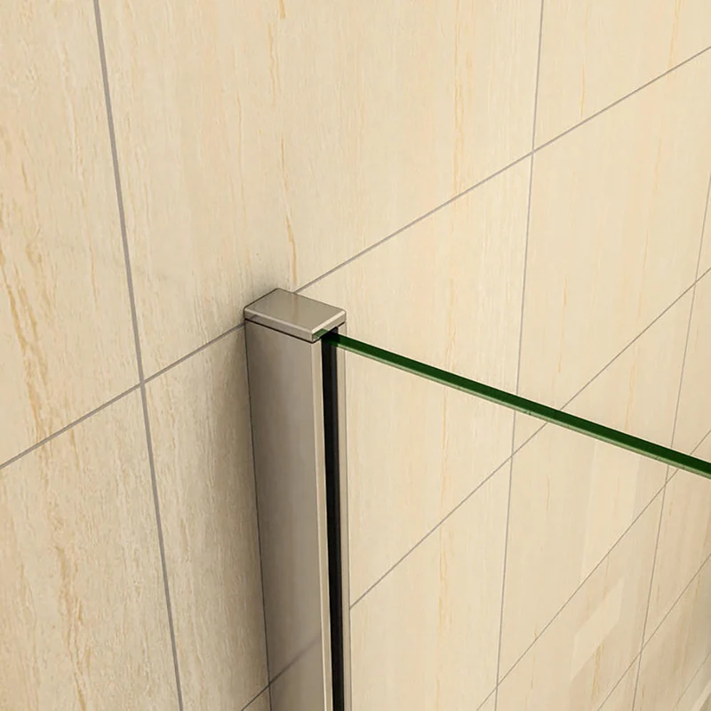 AICA paroi de douche à l'italienne 70-140x190cm en verre 8mm anticalcaire, paroi de douche avec 2 étagères et une barre de fixation extensible 70-120cm en cylindrique