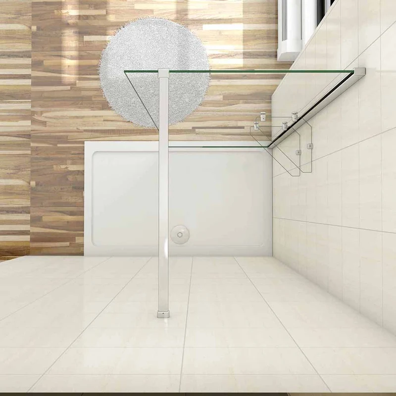 AICA paroi de douche à l'italienne 70-140x190cm en verre 8mm anticalcaire, paroi de douche avec 2 étagères et une barre de fixation 90cm