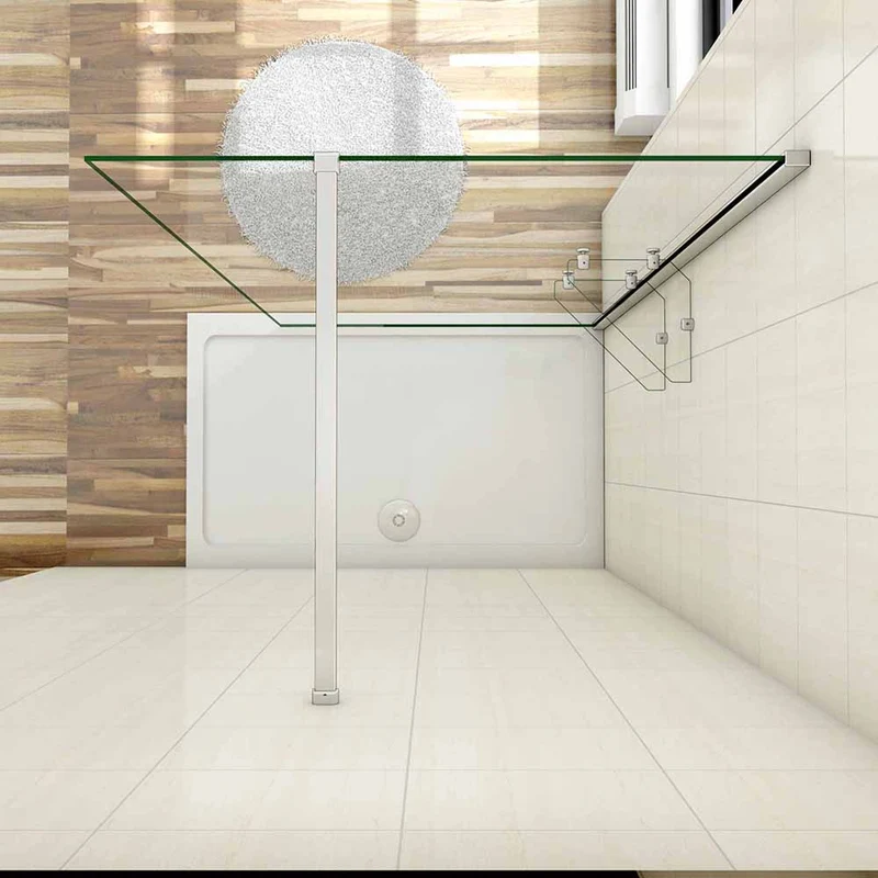 AICA paroi de douche à l'italienne 70-140x190cm en verre 8mm anticalcaire, paroi de douche avec 2 étagères et une barre de fixation 140cm